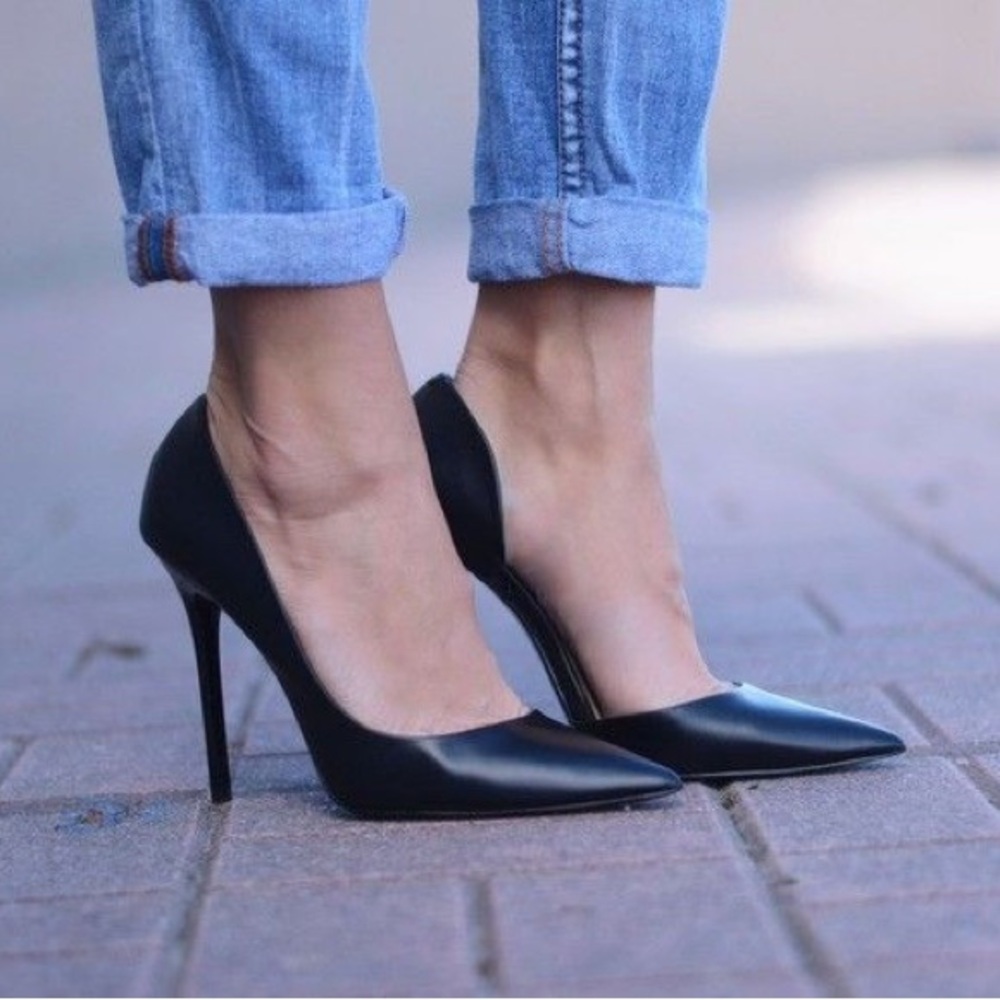 ZARA Leather court stiletto heels